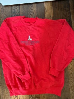 Vintage PEI Lighthouse Tourist Sweatshirt Oversized Red Crewneck